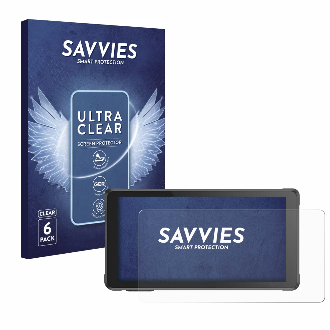 Parte frontal de un envase de producto con el logotipo de la marca Savvies. Al lado se muestra el dispositivo Interphone RideS
