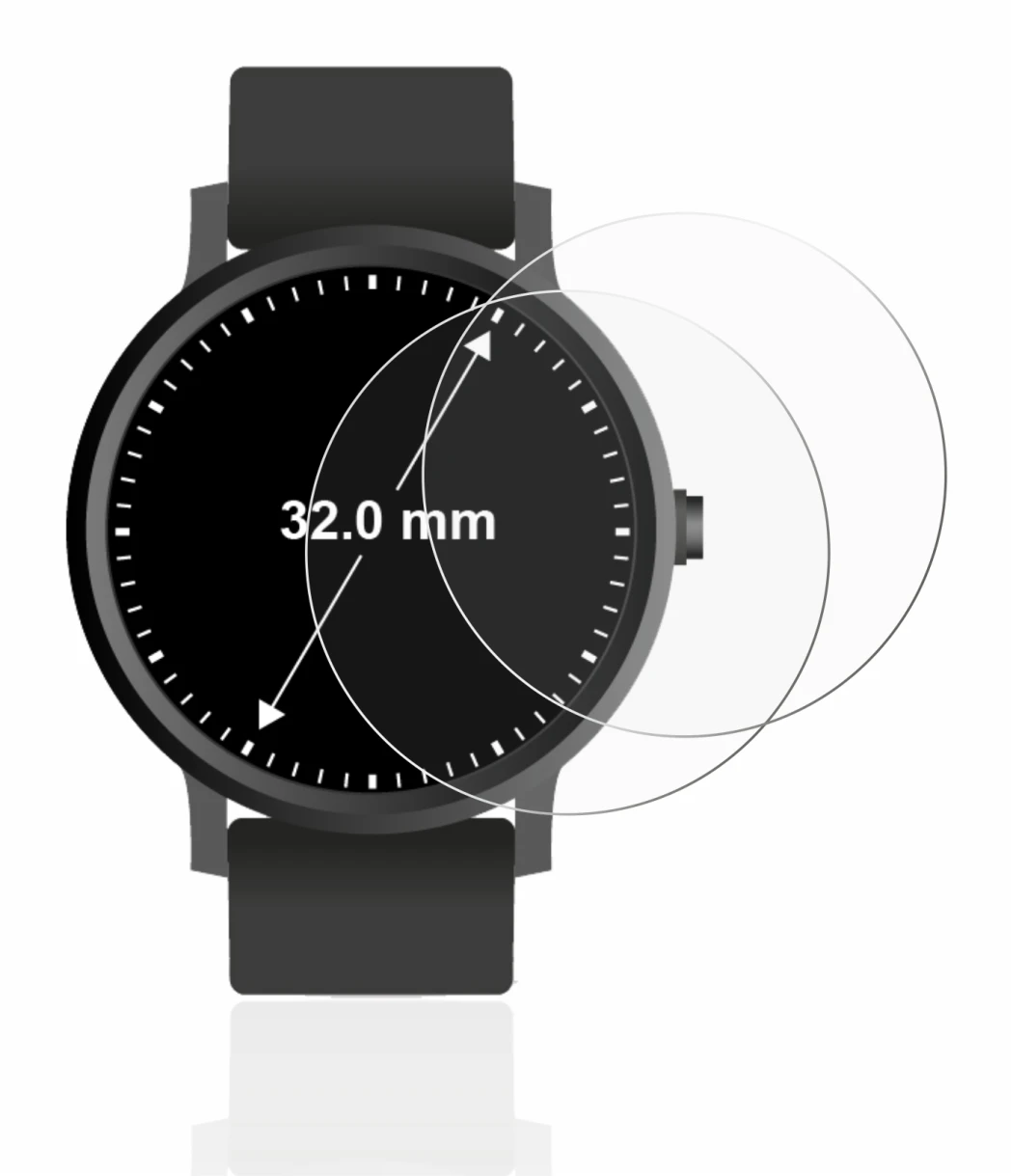 Imagen del dispositivo Relojes (Circular, ø: 32 mm) con una amplia variedad de protectores de pantalla.