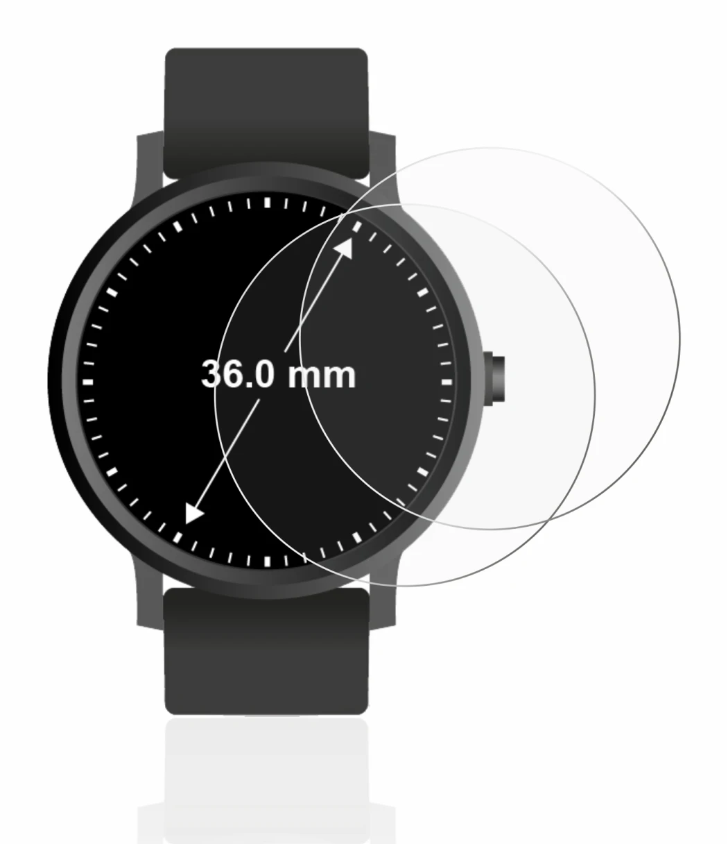 Imagen del dispositivo Relojes (Circular, ø: 36 mm) con una amplia variedad de protectores de pantalla.