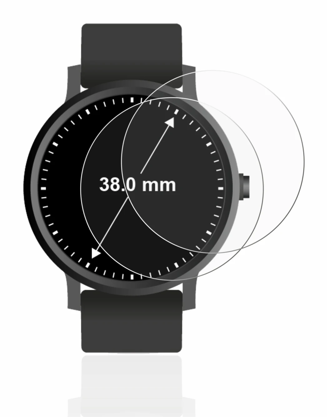 Imagen del dispositivo Relojes (Circular, ø: 38 mm) con una amplia variedad de protectores de pantalla.