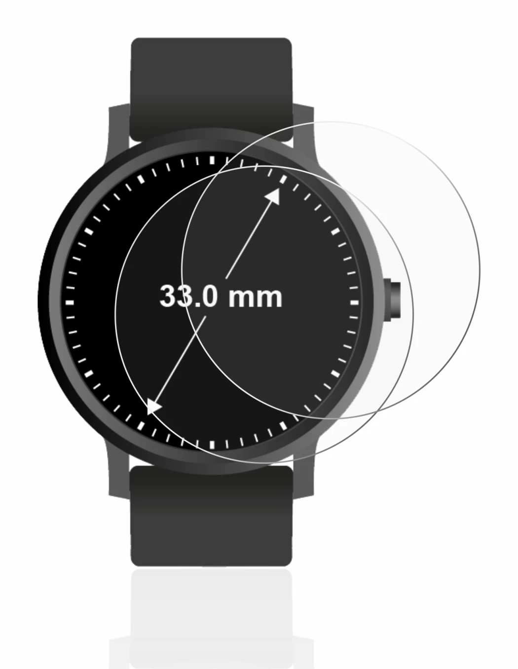 Imagen del dispositivo Relojes (Circular, ø: 33 mm) con una amplia variedad de protectores de pantalla.