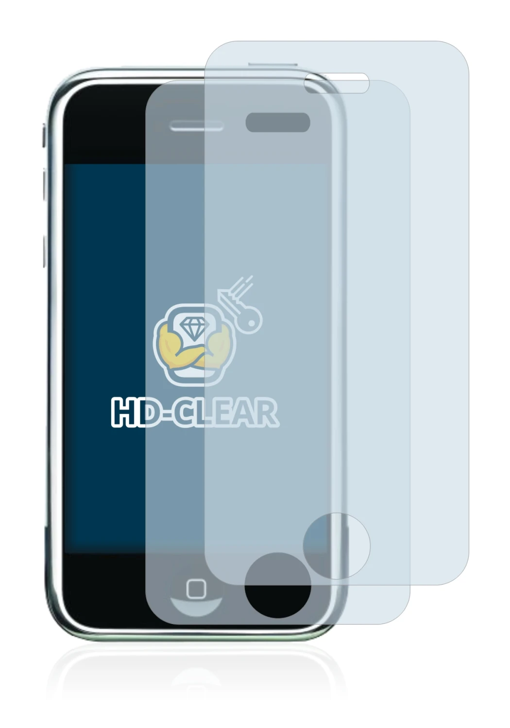 Imagen del dispositivo Apple iPhone 2G con una amplia variedad de protectores de pantalla.