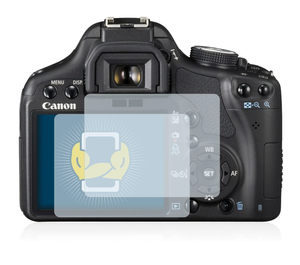 Imagen del dispositivo Canon EOS 500D con una amplia variedad de protectores de pantalla.