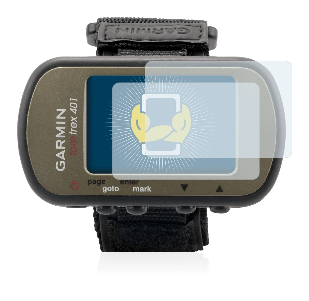 Imagen del dispositivo Garmin Foretrex 401 con una amplia variedad de protectores de pantalla.