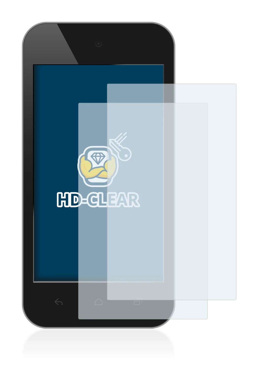 Imagen del dispositivo con una amplia variedad de protectores de pantalla.