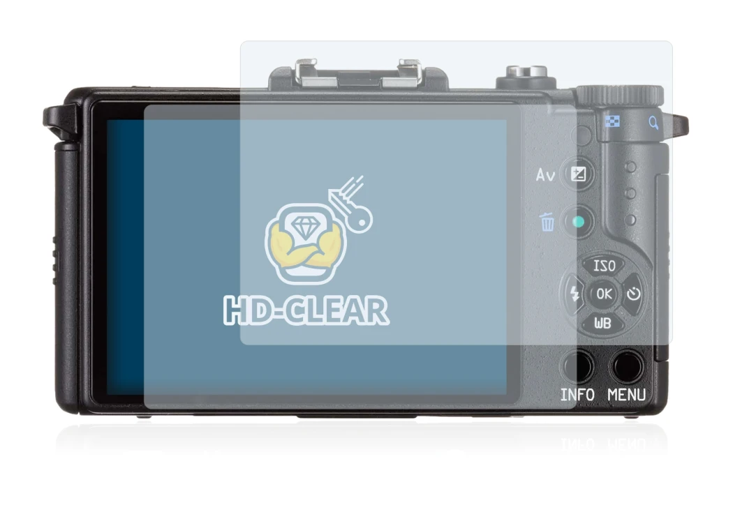 Imagen del dispositivo Pentax Q con una amplia variedad de protectores de pantalla.