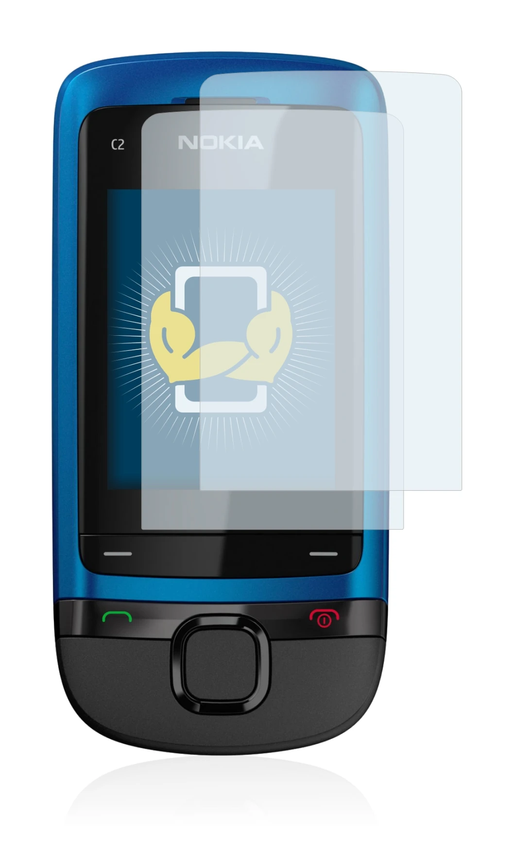 Imagen del dispositivo Nokia C2-05 con una amplia variedad de protectores de pantalla.
