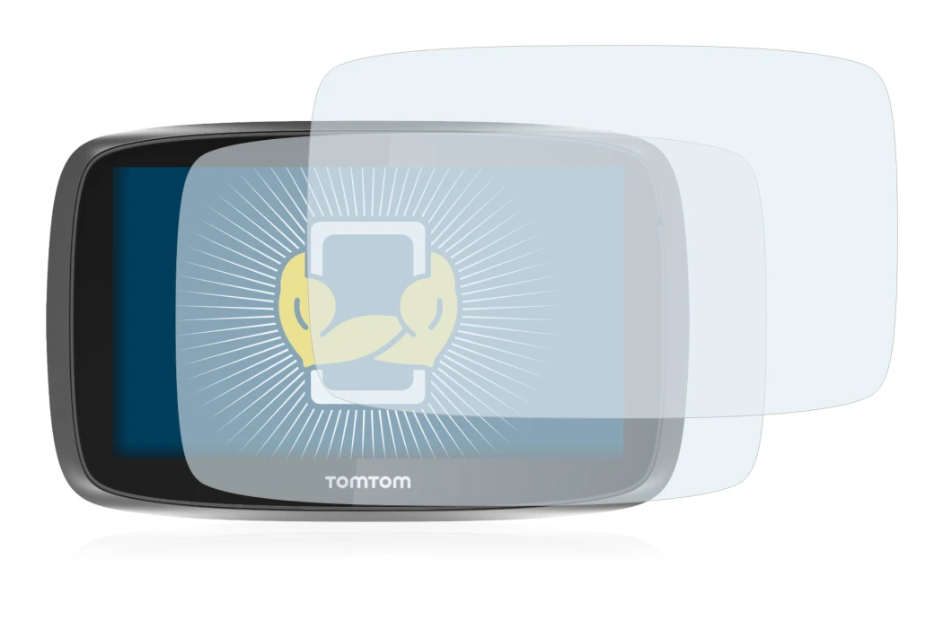Imagen del dispositivo TomTom GO 5000 con una amplia variedad de protectores de pantalla.
