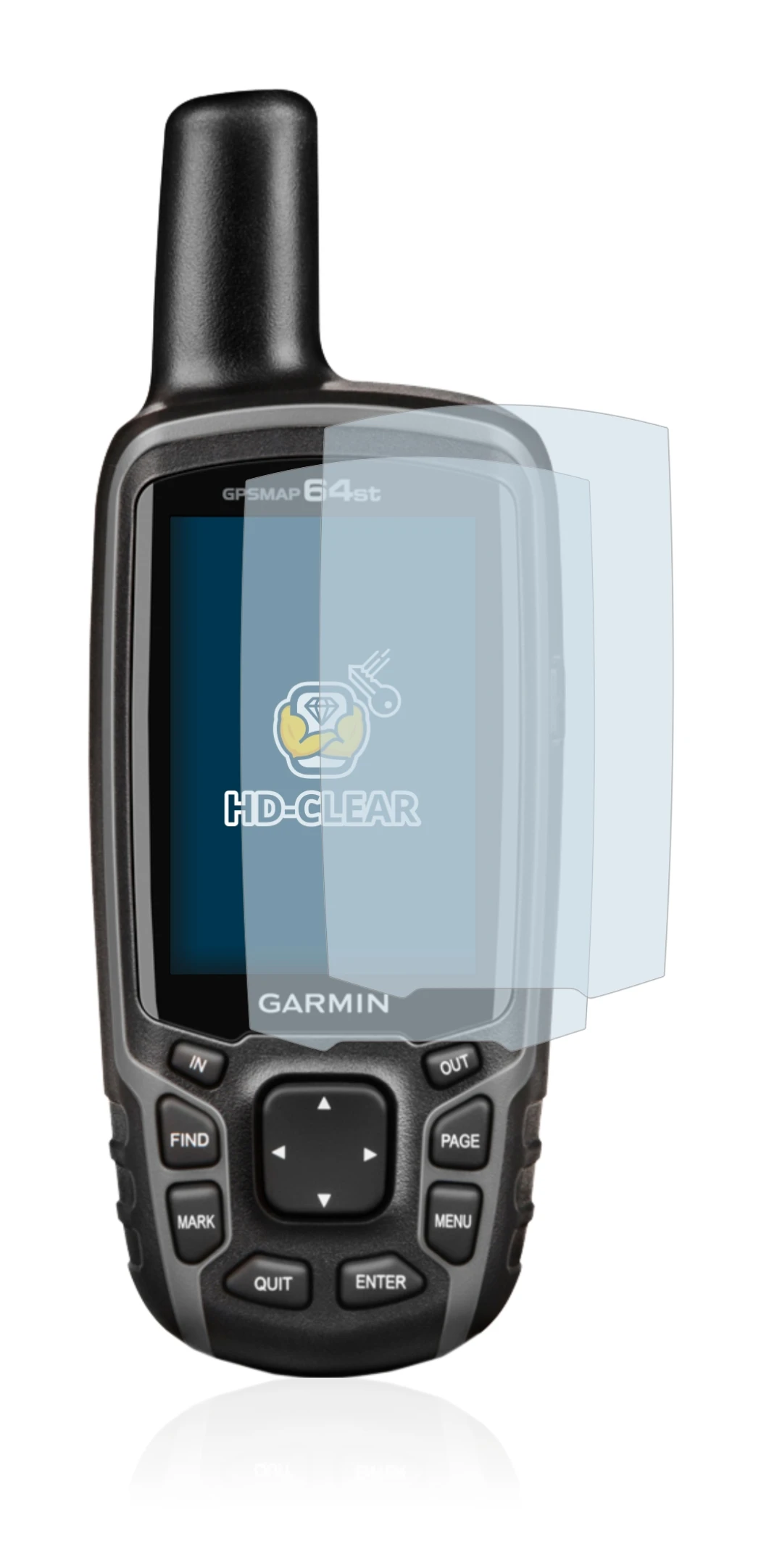 Imagen del dispositivo Garmin GPSMAP 64st con una amplia variedad de protectores de pantalla.