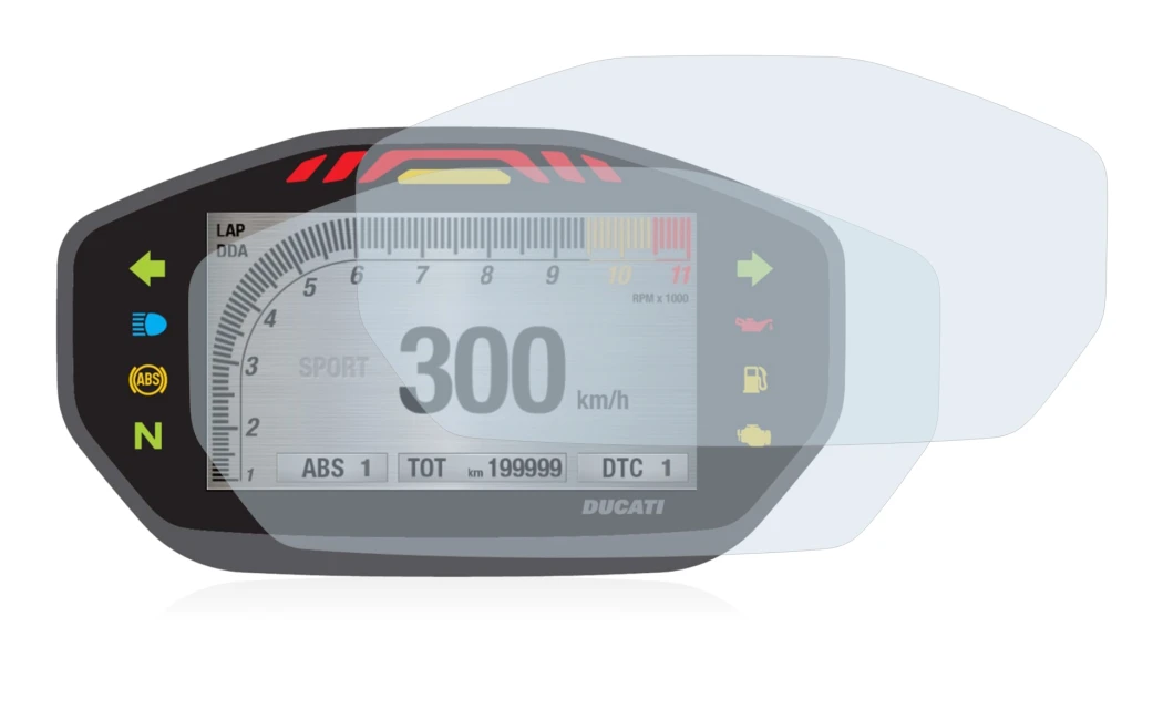Imagen del dispositivo Ducati Monster 1200 Colour-TFT-Display con una amplia variedad de protectores de pantalla.
