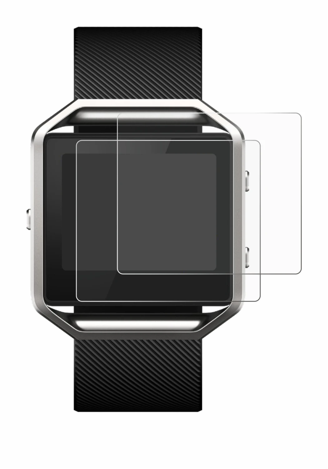 Imagen del dispositivo Fitbit Blaze con una amplia variedad de protectores de pantalla.