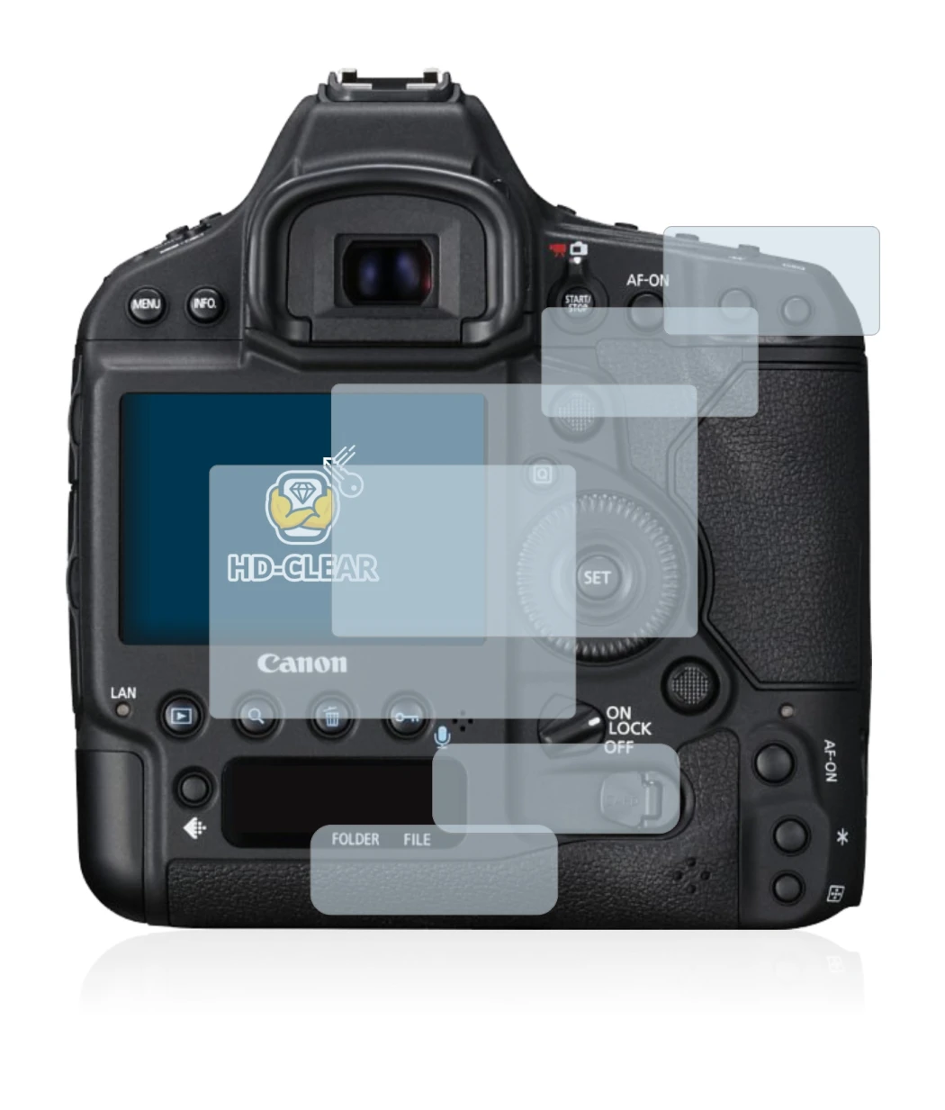 Imagen del dispositivo Canon EOS 1D X Mark II con una amplia variedad de protectores de pantalla.
