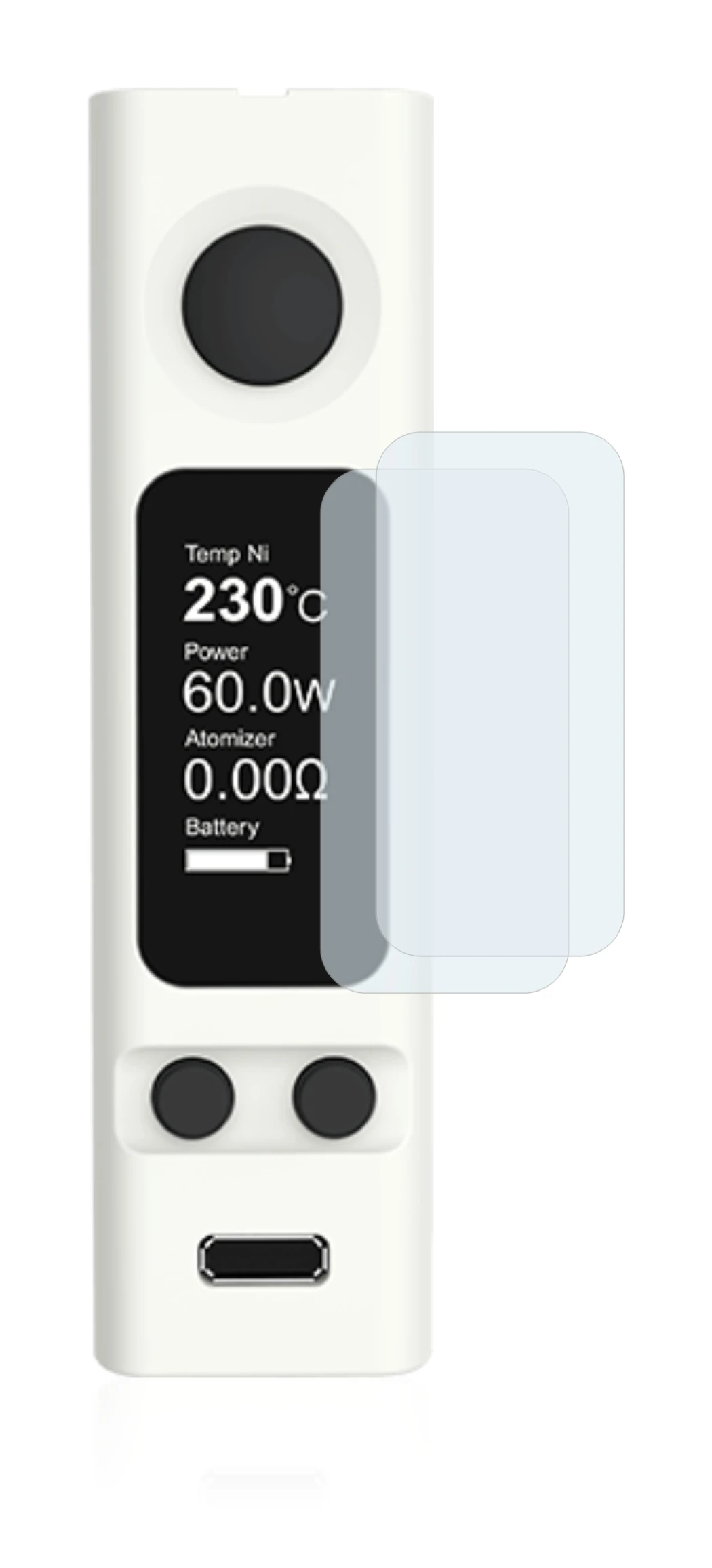 Imagen del dispositivo Joyetech eVic VTwo Mini con una amplia variedad de protectores de pantalla.