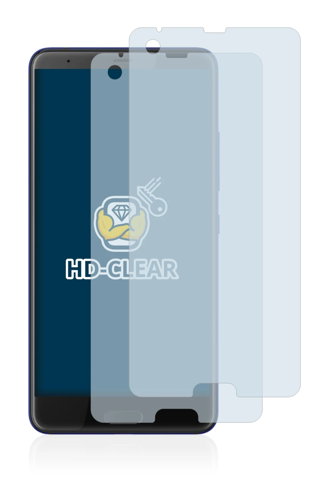 Imagen del dispositivo HTC U Ultra con una amplia variedad de protectores de pantalla.