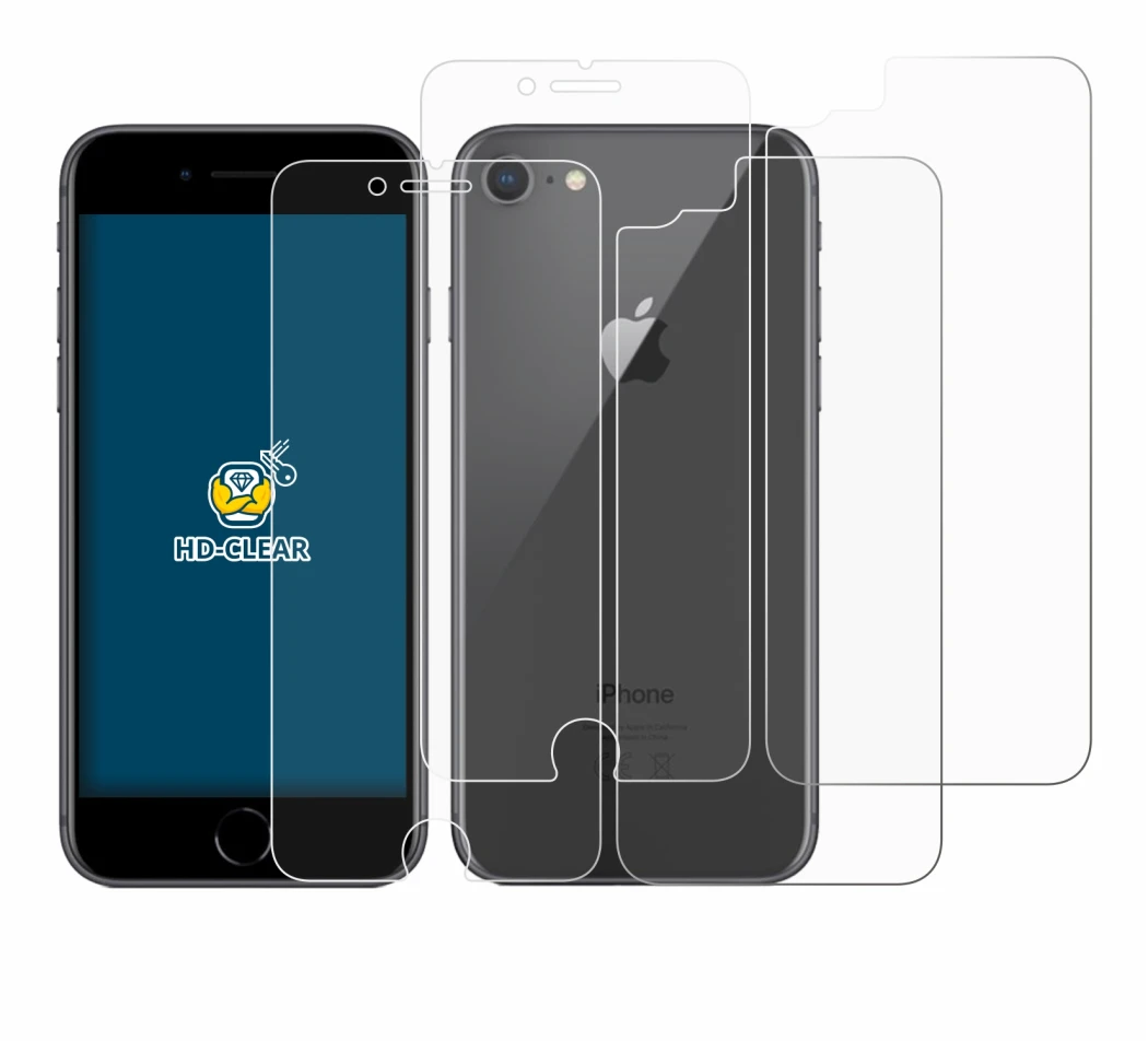 Imagen del dispositivo Apple iPhone 8 (Frontal+Trasero) con una amplia variedad de protectores de pantalla.