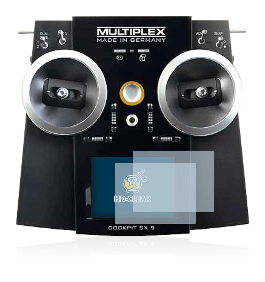 Imagen del dispositivo Multiplex Cockpit SX9 con una amplia variedad de protectores de pantalla.