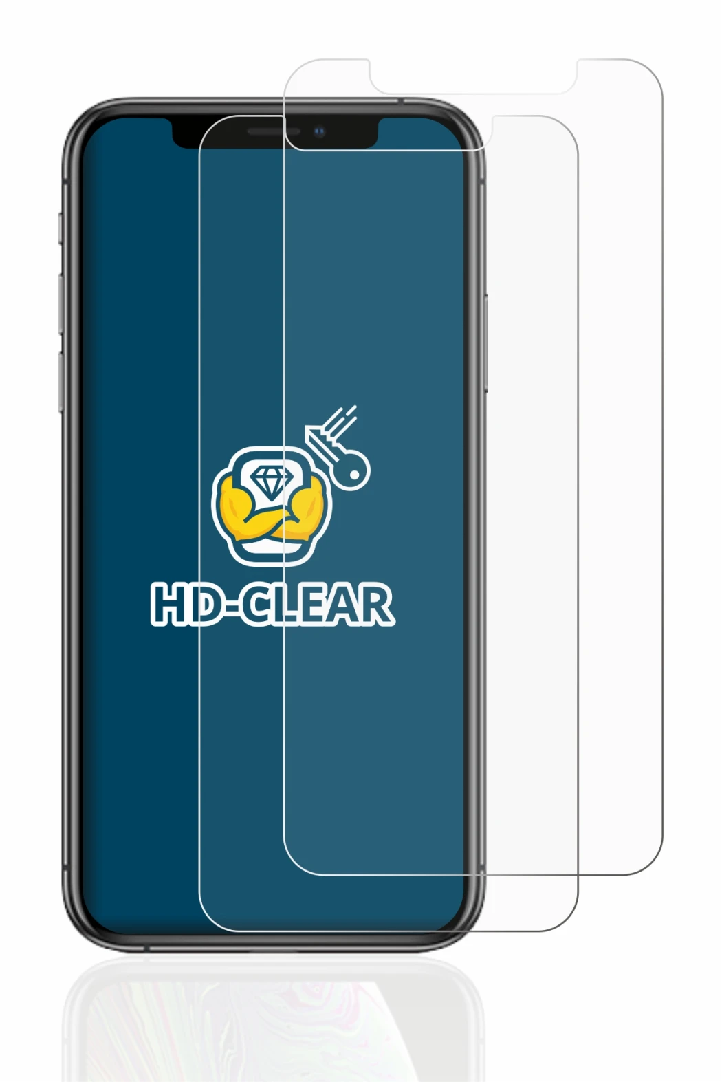 Imagen del dispositivo Apple iPhone Xs con una amplia variedad de protectores de pantalla.