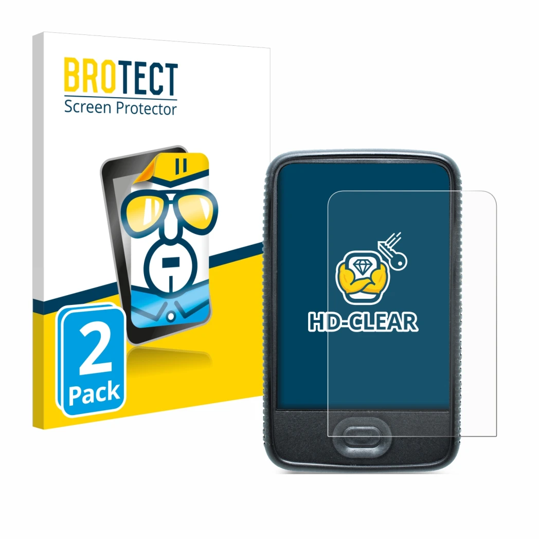 Parte frontal de un envase de producto con el logotipo de la marca BROTECT. Al lado se muestra el dispositivo Dexcom G6 Receiv
