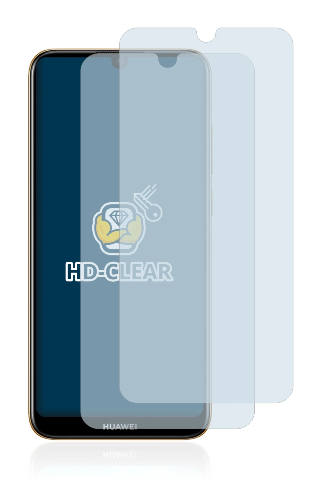 Imagen del dispositivo Huawei Y6 2019 con una amplia variedad de protectores de pantalla.