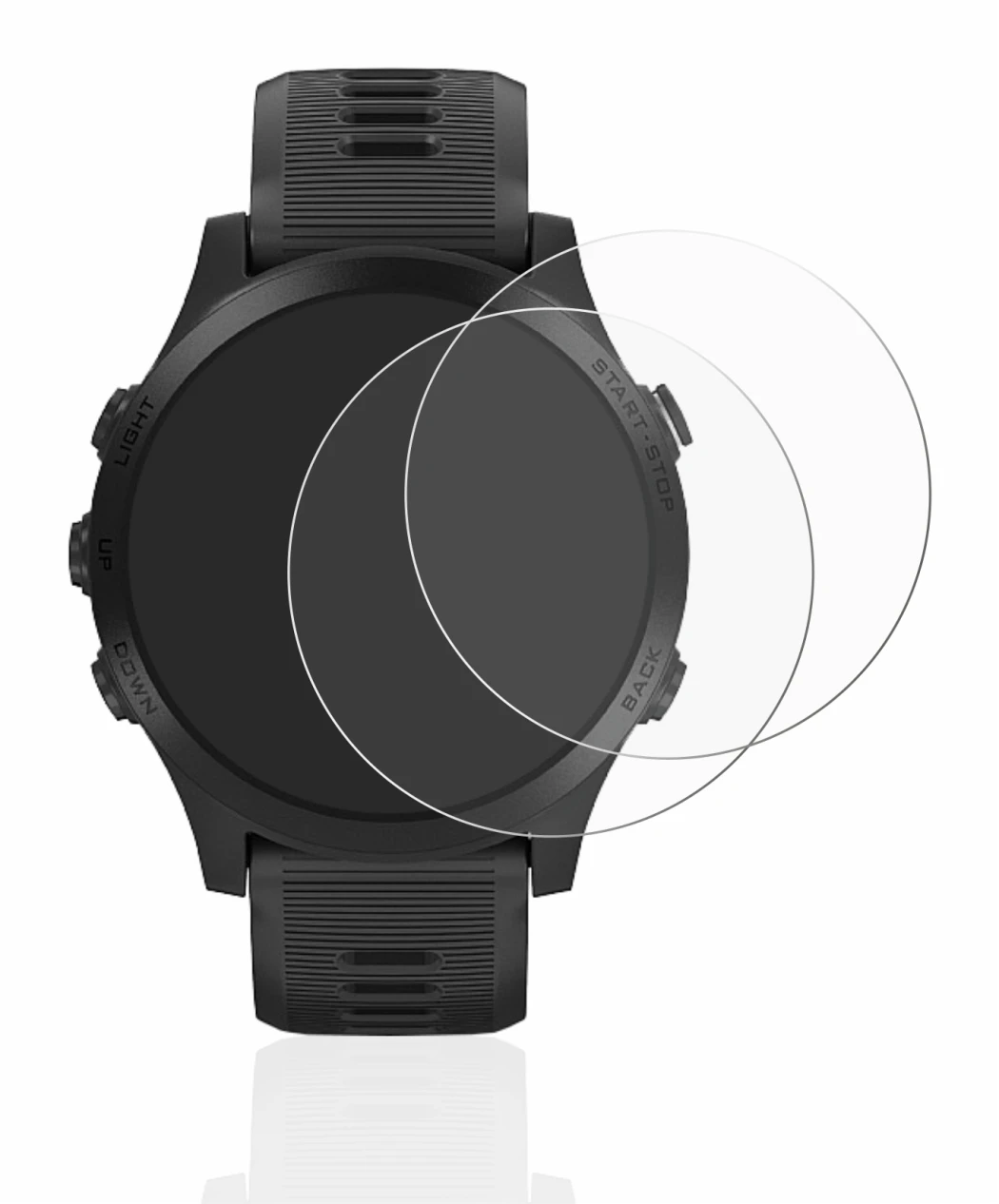 Imagen del dispositivo Garmin Forerunner 945 con una amplia variedad de protectores de pantalla.