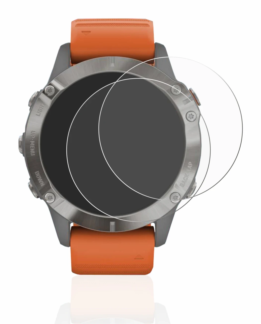 Imagen del dispositivo Garmin Fenix 6 Pro con una amplia variedad de protectores de pantalla.