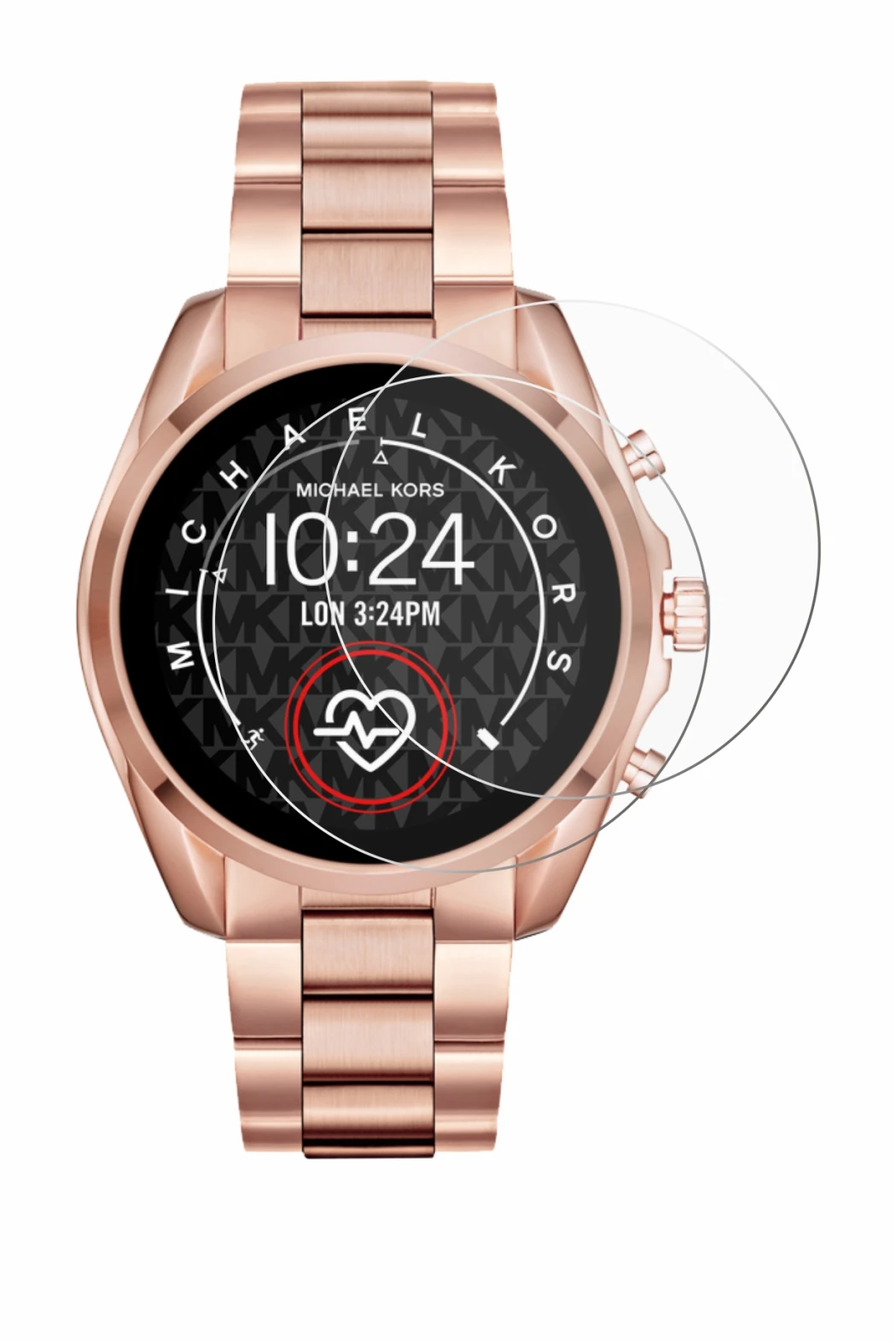 Imagen del dispositivo Michael Kors Access Bradshaw 2 con una amplia variedad de protectores de pantalla.