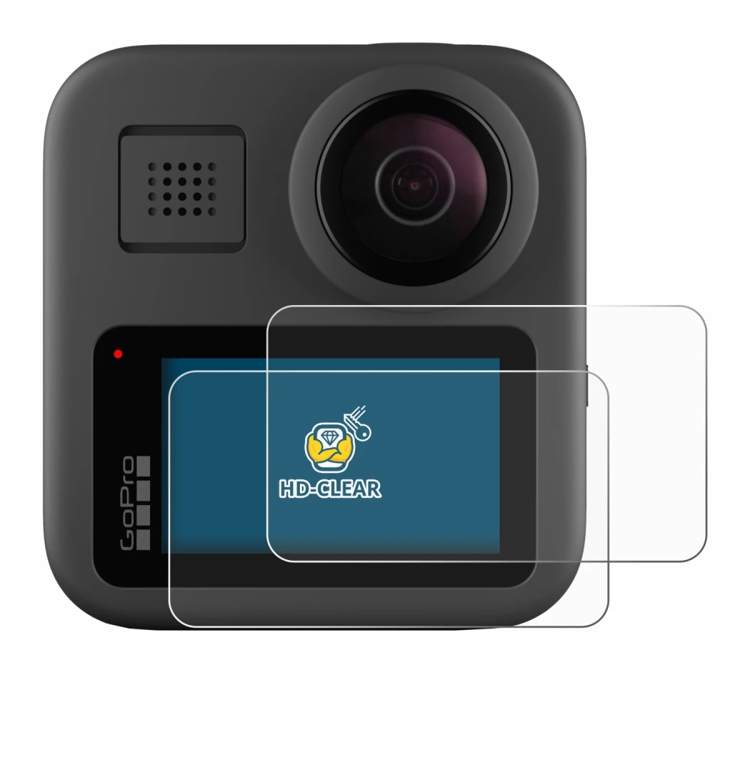 Imagen del dispositivo GoPro Max con una amplia variedad de protectores de pantalla.