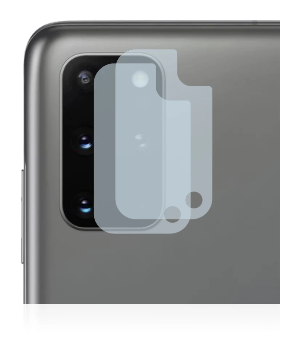 Imagen del dispositivo Samsung Galaxy S20 Plus (SÓLO Cámara) con una amplia variedad de protectores de pantalla.