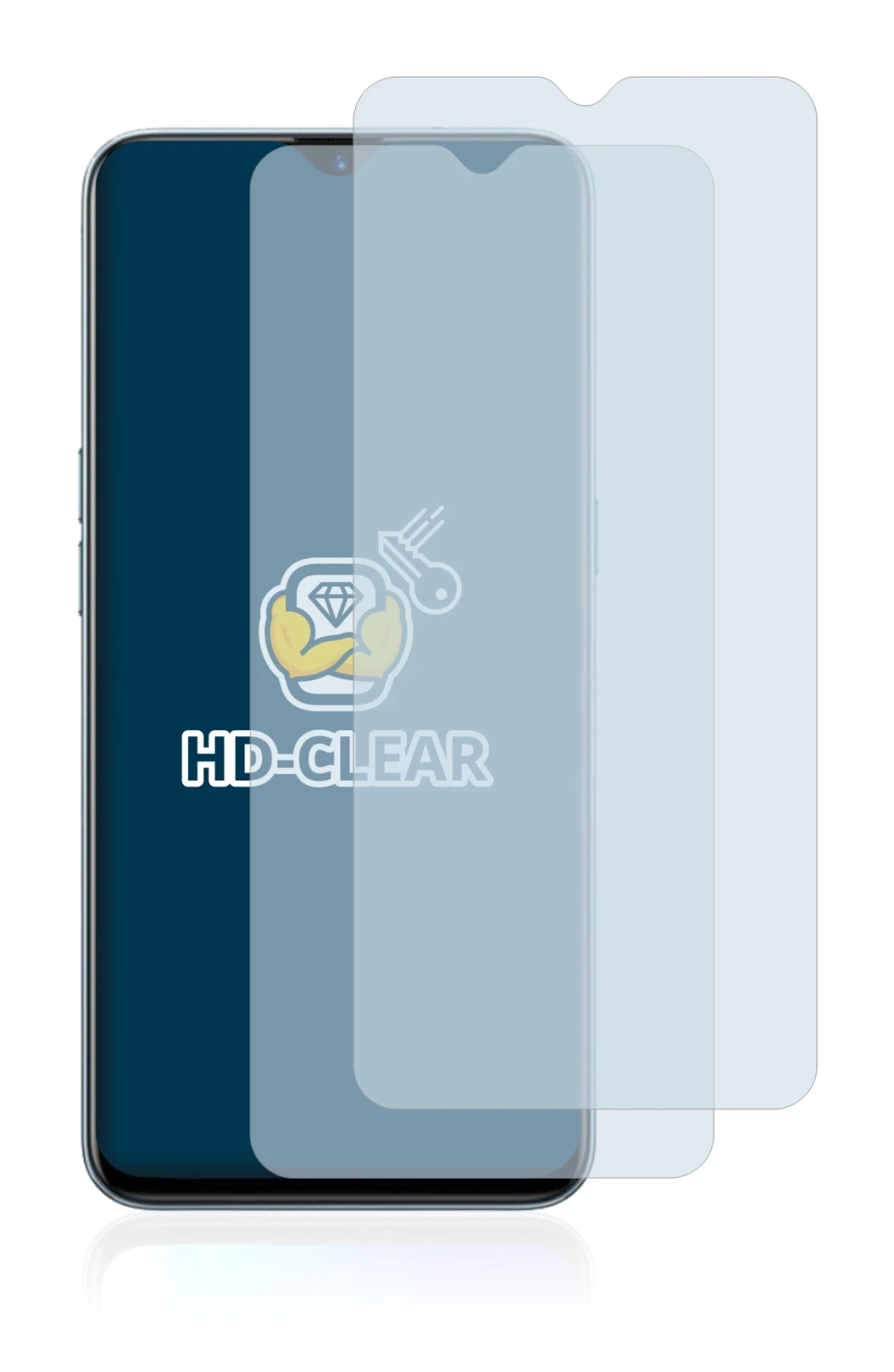 Imagen del dispositivo realme X2 con una amplia variedad de protectores de pantalla.