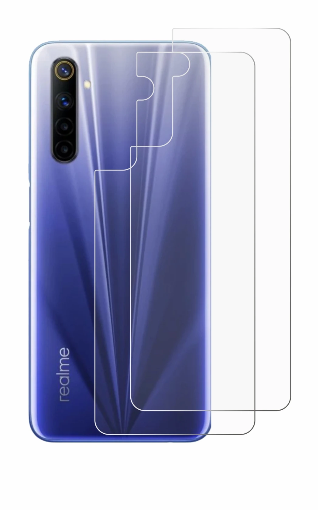 Imagen del dispositivo realme 6 (Trasero) con una amplia variedad de protectores de pantalla.