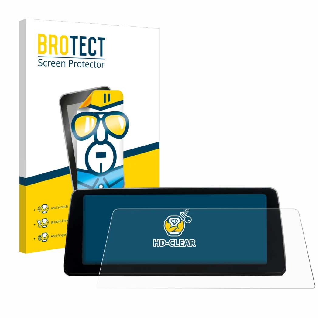 Parte frontal de un envase de producto con el logotipo de la marca BROTECT. Al lado se muestra el dispositivo BMW 7 G11 2016-2