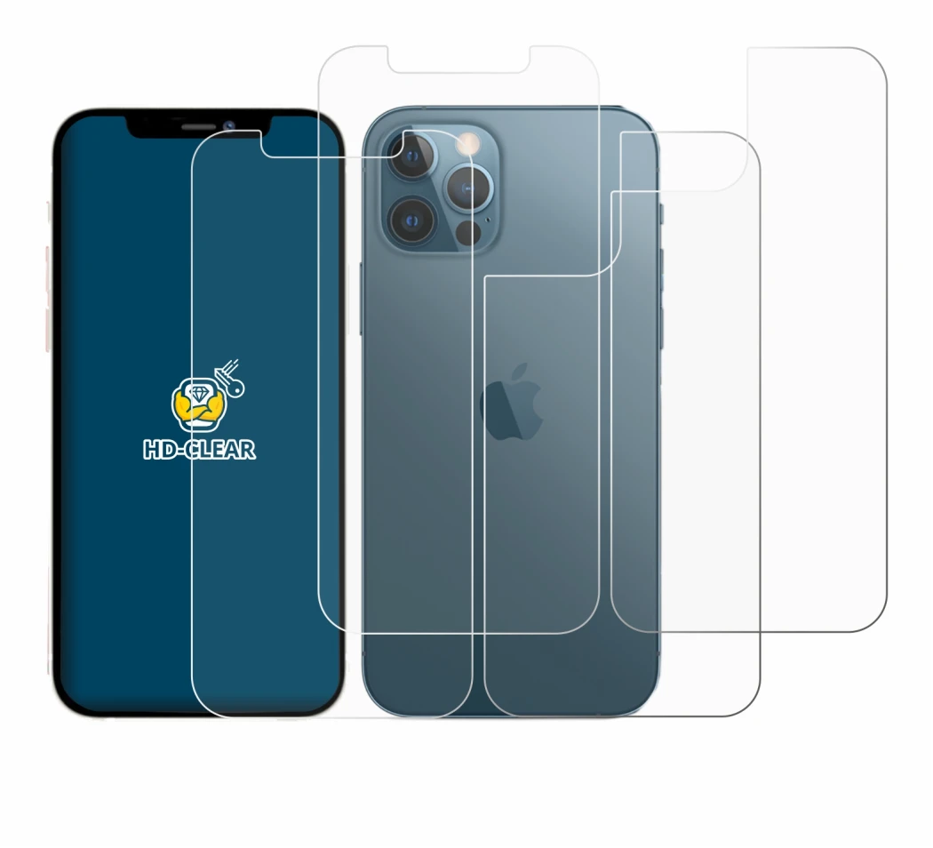 Imagen del dispositivo Apple iPhone 12 Pro (Frontal+Trasero) con una amplia variedad de protectores de pantalla.