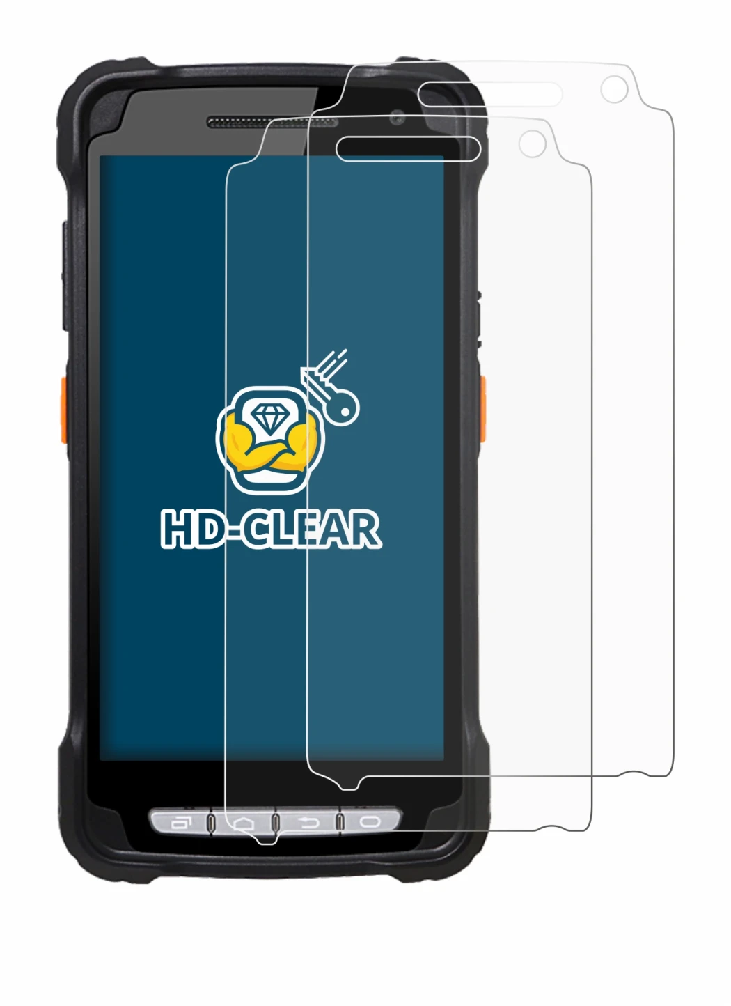Imagen del dispositivo Point Mobile PM90 con una amplia variedad de protectores de pantalla.