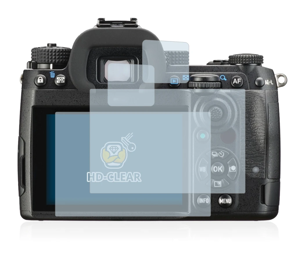 Imagen del dispositivo Pentax K-3 Mark III con una amplia variedad de protectores de pantalla.