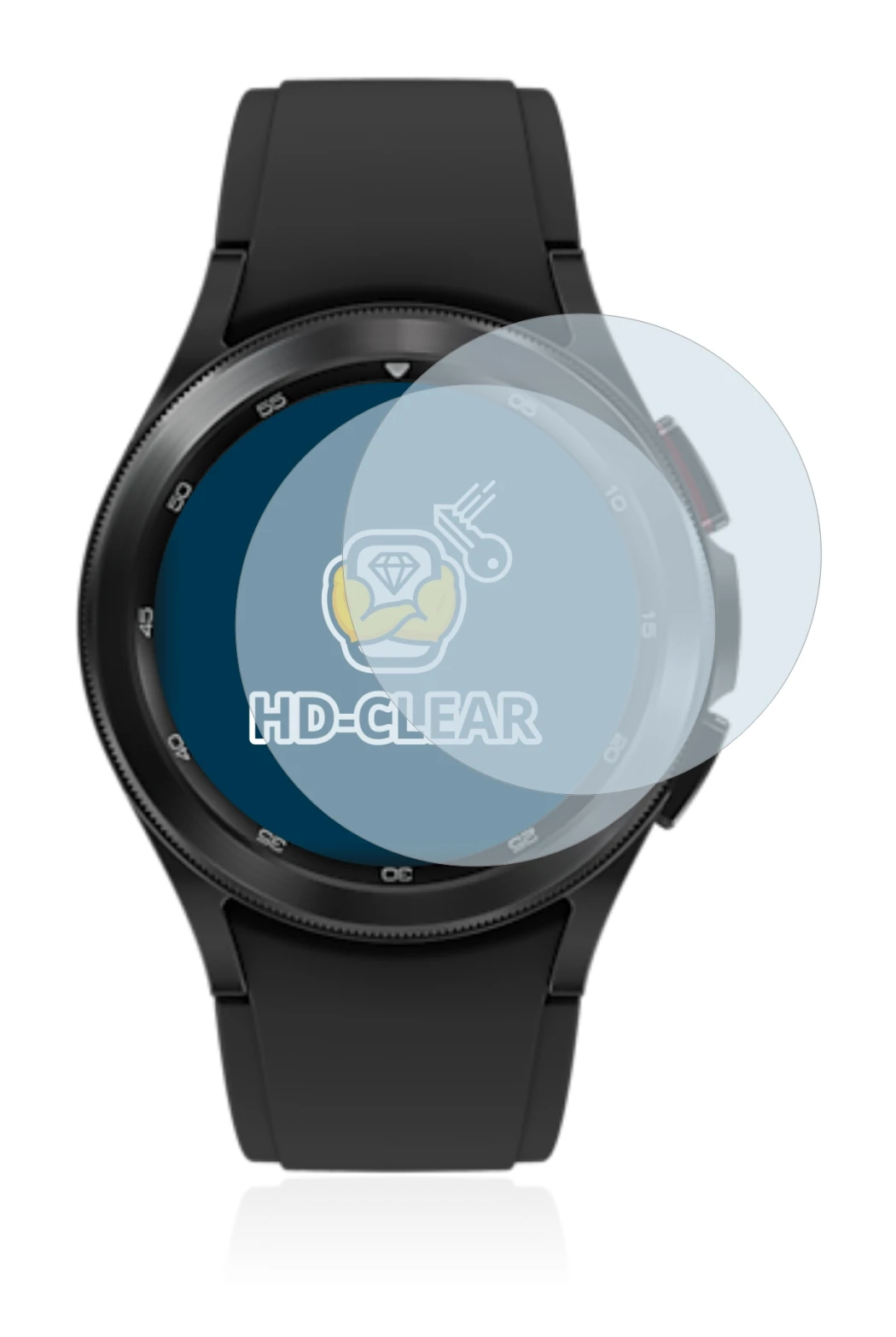 Imagen del dispositivo Samsung Galaxy Watch 4 Classic (42mm) con una amplia variedad de protectores de pantalla.