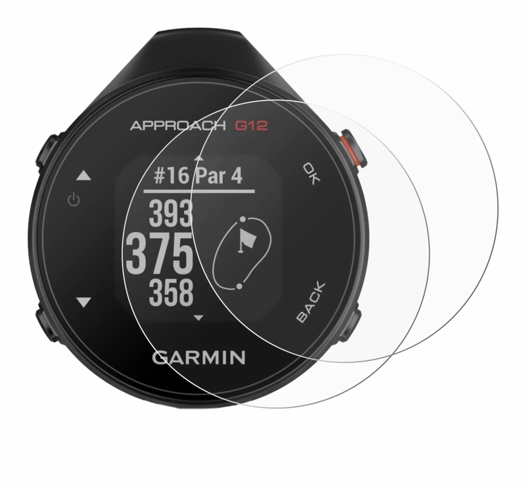 Imagen del dispositivo Garmin Approach G12 con una amplia variedad de protectores de pantalla.