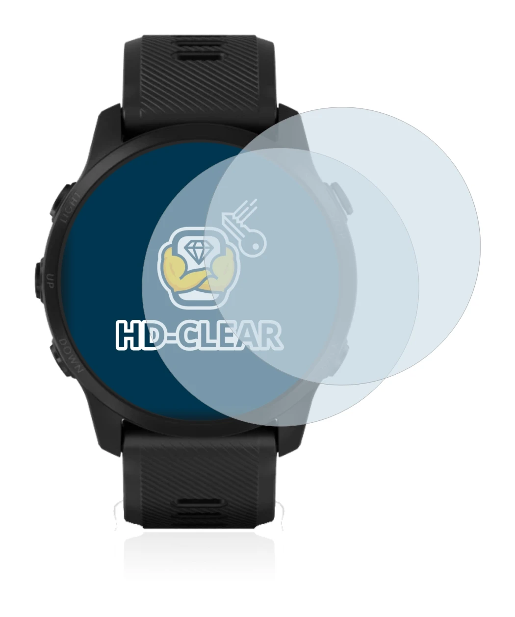 Imagen del dispositivo Garmin Forerunner 945 LTE con una amplia variedad de protectores de pantalla.