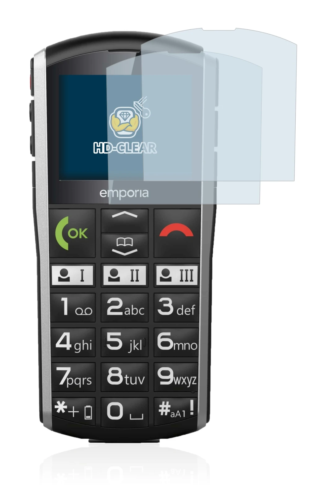 Imagen del dispositivo Emporia Simplicity con una amplia variedad de protectores de pantalla.