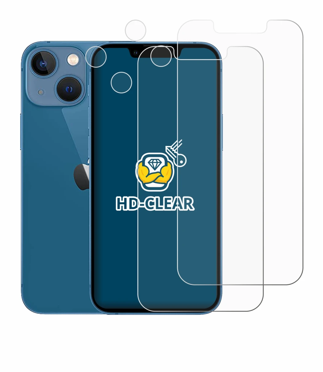 Imagen del dispositivo Apple iPhone 13 mini (Frontal+Cámara) con una amplia variedad de protectores de pantalla.