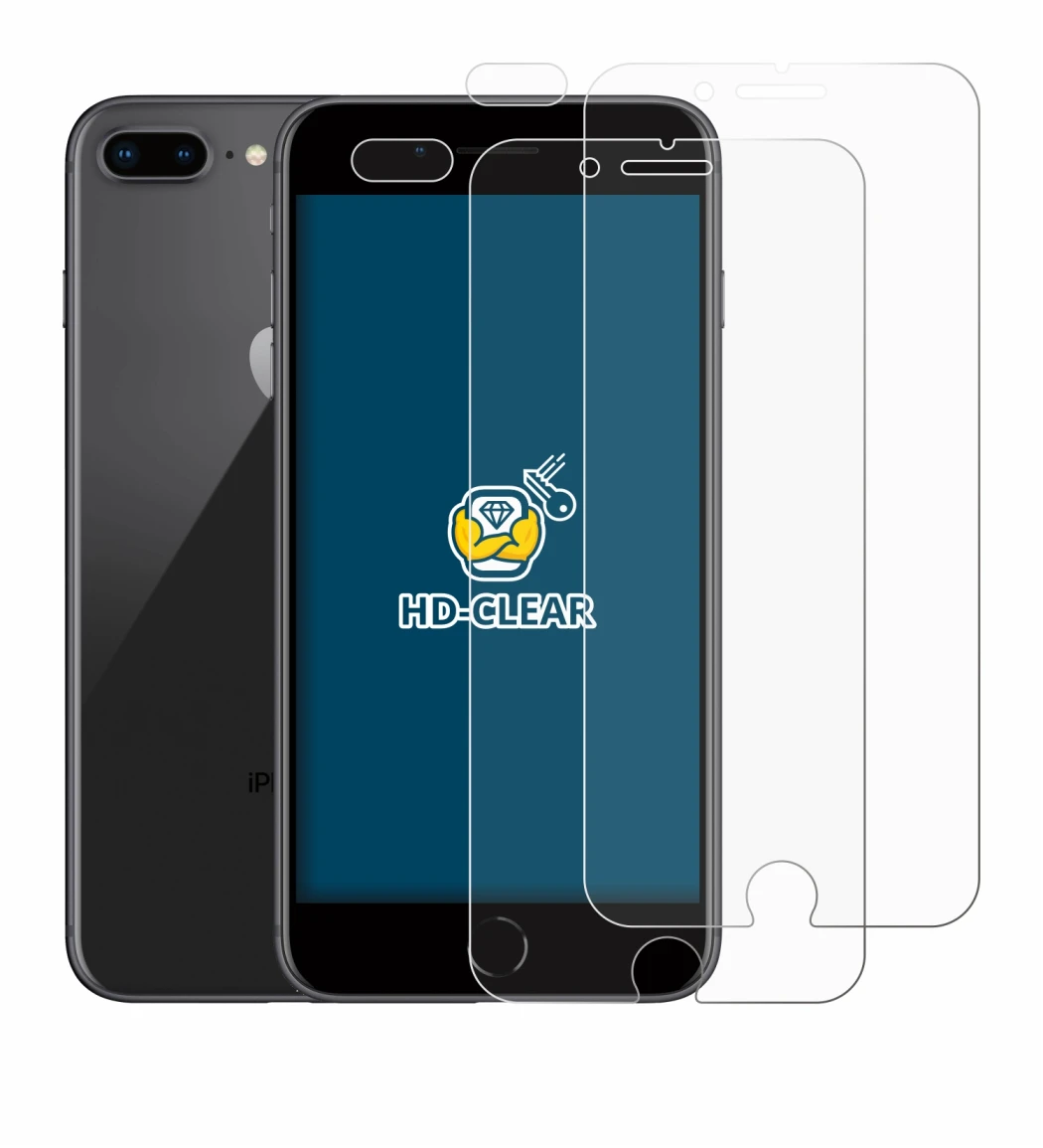 Imagen del dispositivo Apple iPhone 8 Plus (Frontal+Cámara) con una amplia variedad de protectores de pantalla.