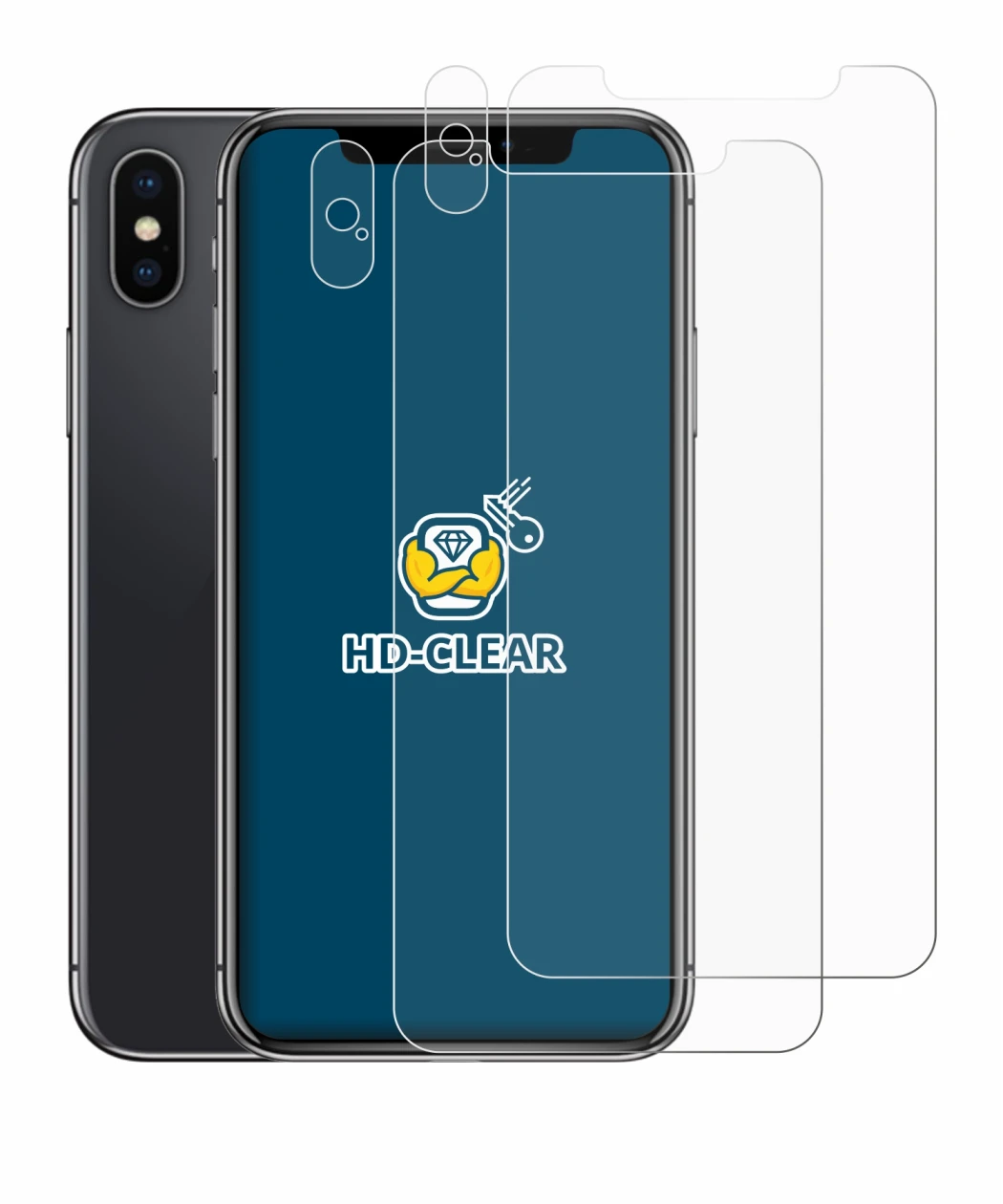 Imagen del dispositivo Apple iPhone X (Frontal+Cámara) con una amplia variedad de protectores de pantalla.