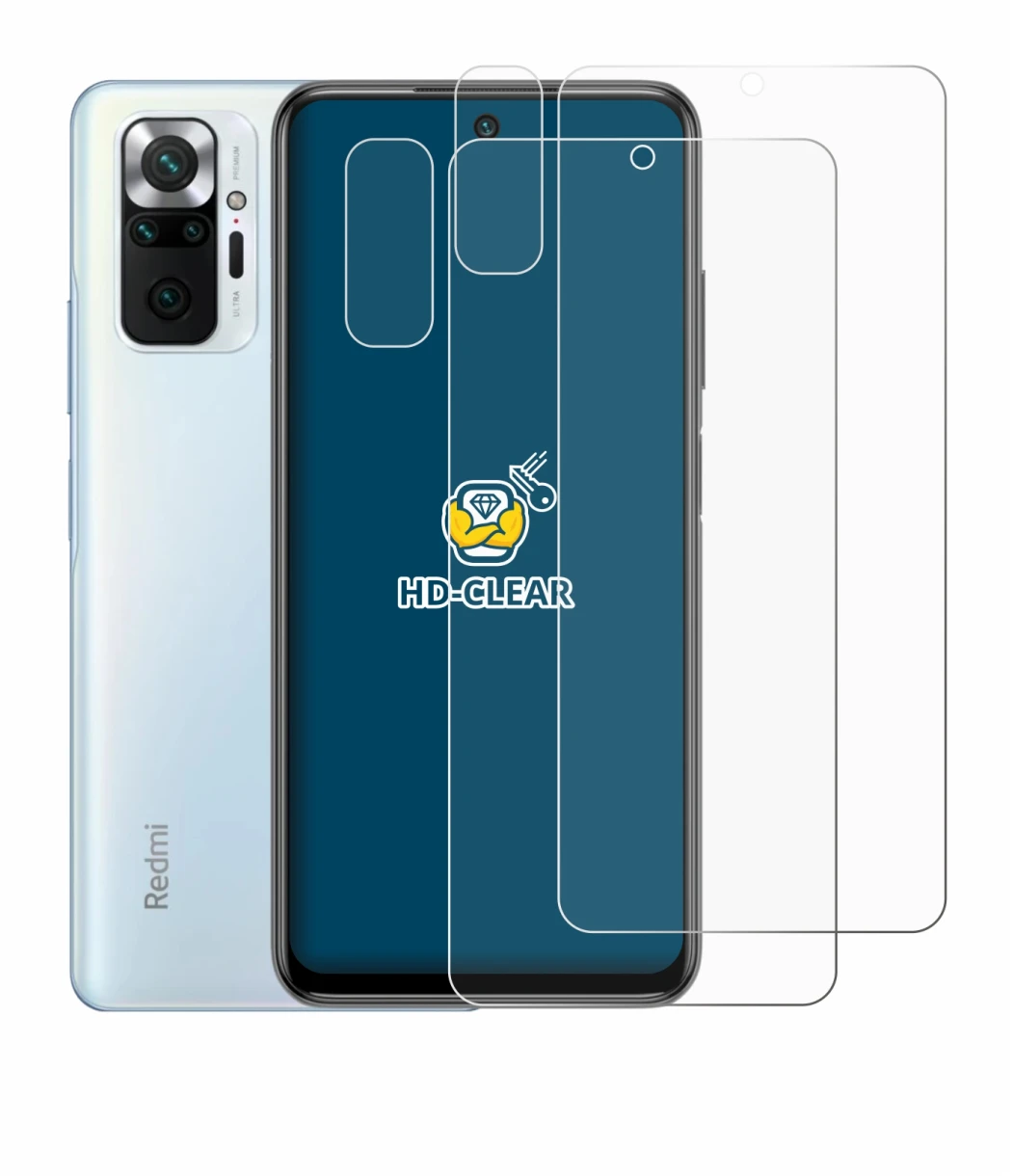 Imagen del dispositivo Xiaomi Redmi Note 10 Pro (Frontal+Cámara) con una amplia variedad de protectores de pantalla.