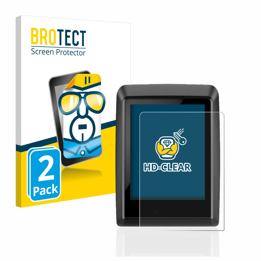 Parte frontal de un envase de producto con el logotipo de la marca BROTECT. Al lado se muestra el dispositivo Bosch Kiox 300 c