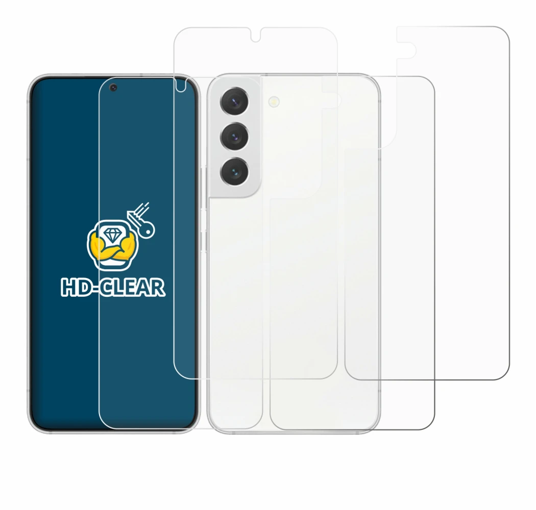 Imagen del dispositivo Samsung Galaxy S22 5G (Frontal+Trasero) con una amplia variedad de protectores de pantalla.