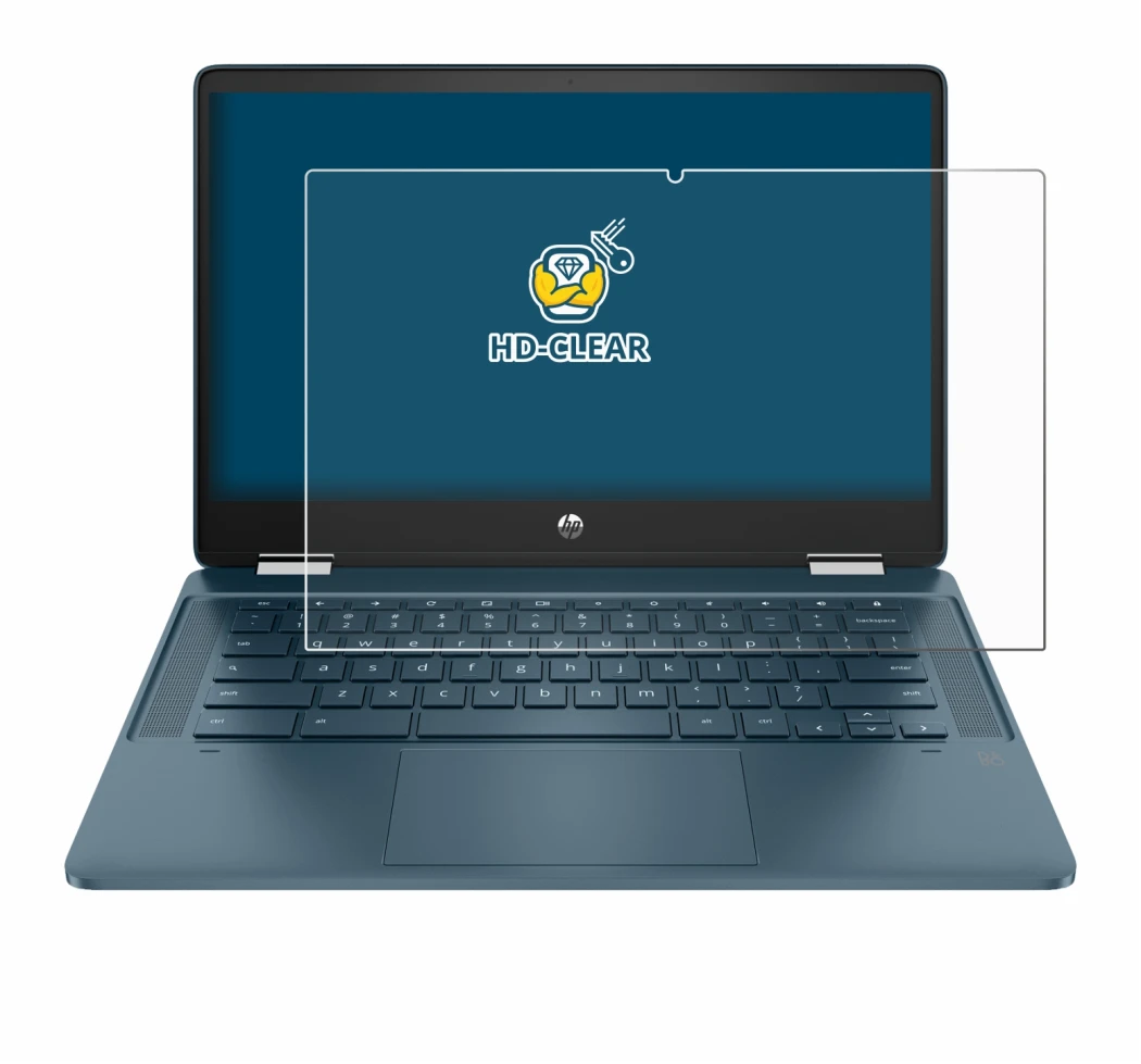 Imagen del dispositivo HP Chromebook x360 (14b-cbX) con una amplia variedad de protectores de pantalla.
