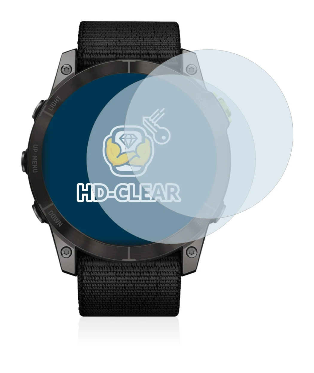 Imagen del dispositivo Garmin Enduro 2 con una amplia variedad de protectores de pantalla.