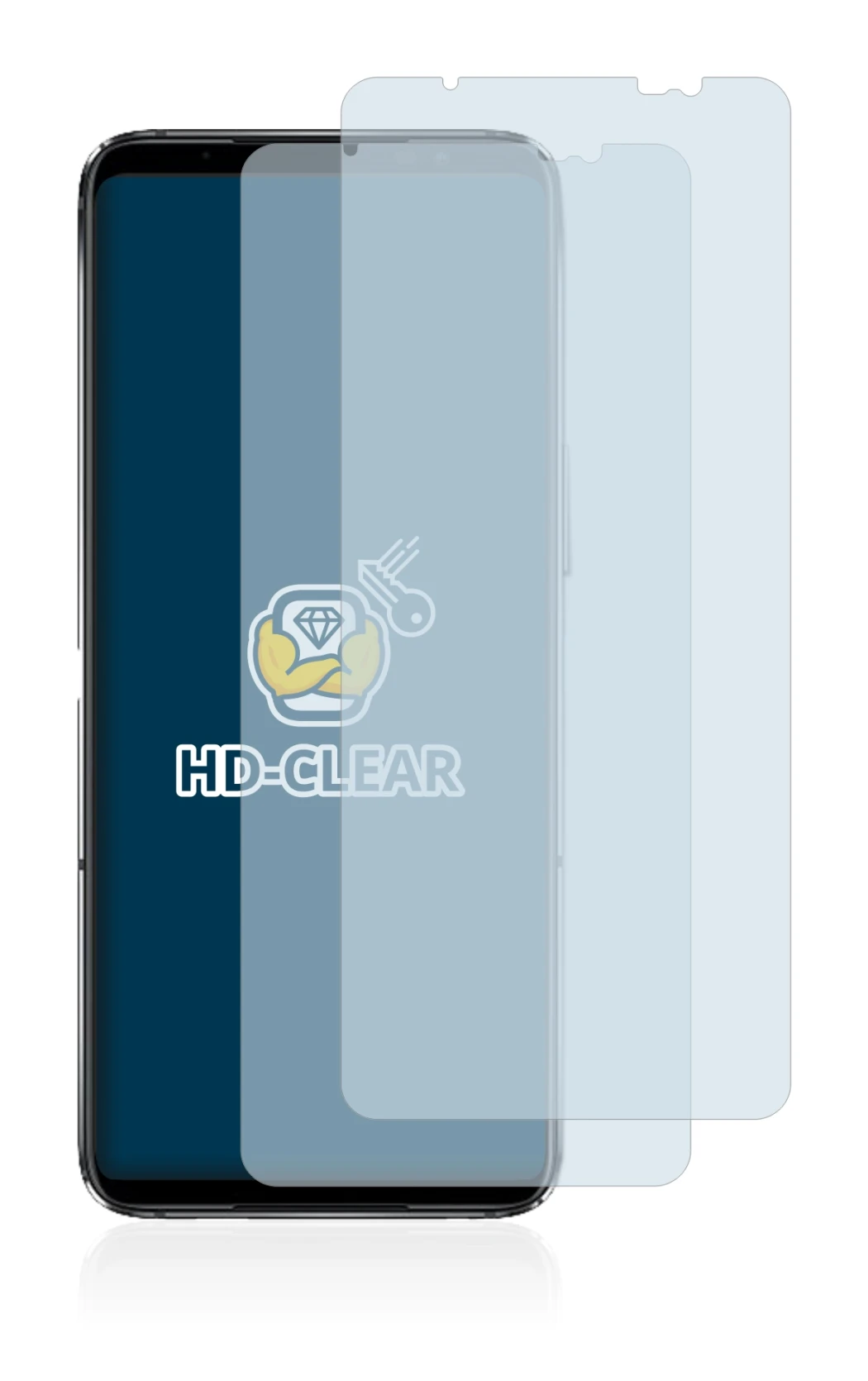 Imagen del dispositivo ASUS ROG Phone 6D Ultimate con una amplia variedad de protectores de pantalla.