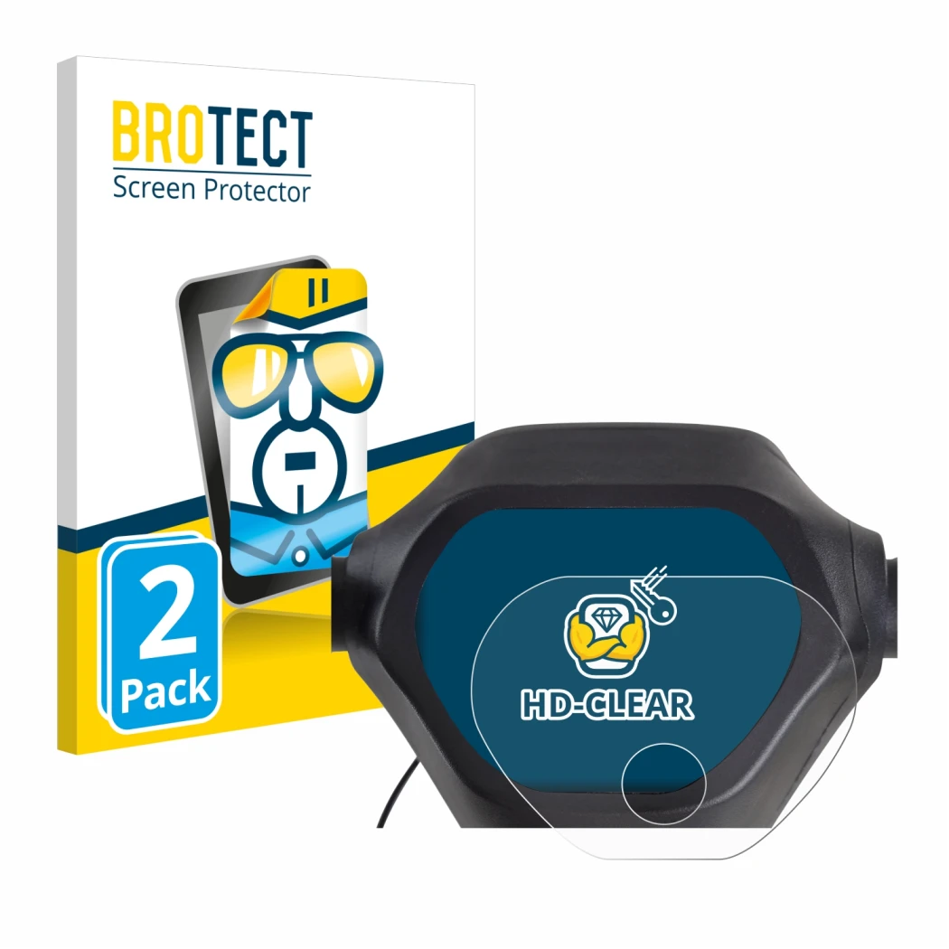 Parte frontal de un envase de producto con el logotipo de la marca BROTECT. Al lado se muestra el dispositivo Epowerfun ePF-2