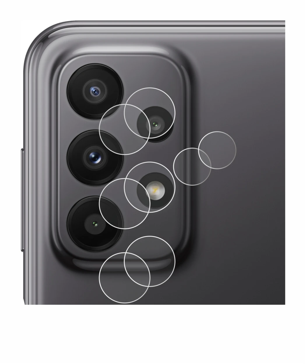 Imagen del dispositivo Samsung Galaxy A23 5G (SÓLO Cámara) con una amplia variedad de protectores de pantalla.