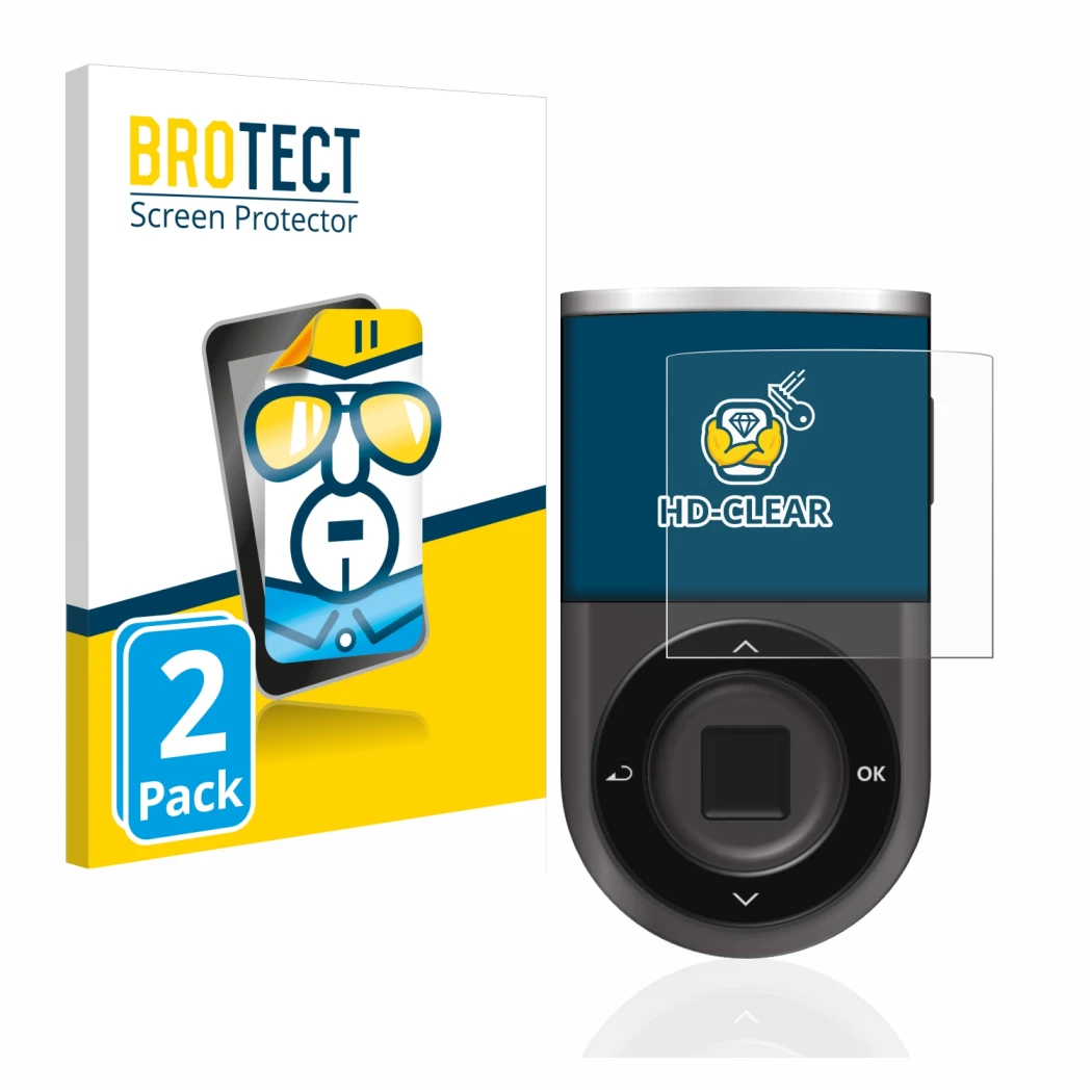 Parte frontal de un envase de producto con el logotipo de la marca BROTECT. Al lado se muestra el dispositivo D’CENT Biometric